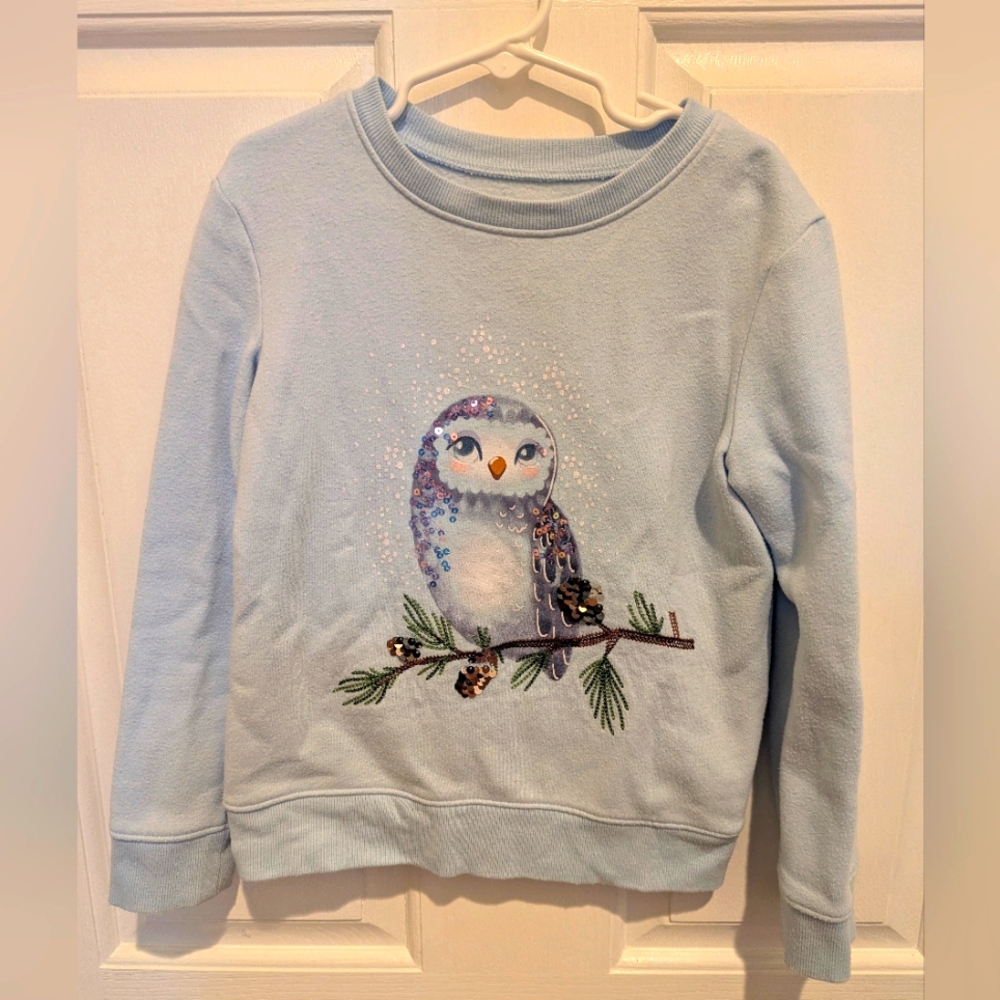 Jumping Beans Light Blue Owl Print Girl's Sweater-Size 6